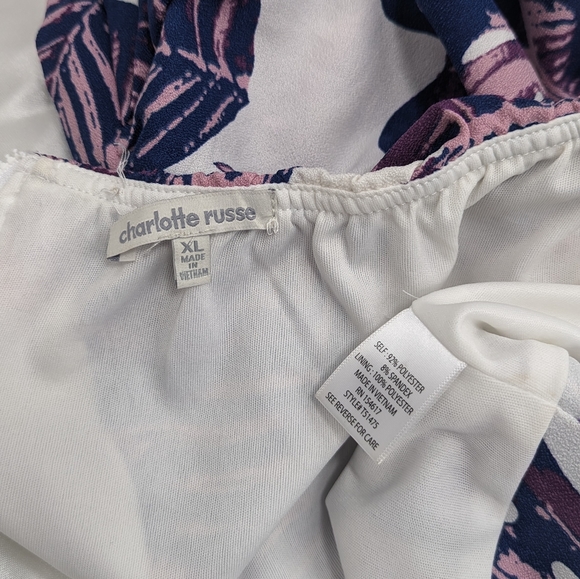 Charlotte Russe Women's M-XL Tropical Pink & Blue Off the Shoulder Cropped Top - Picture 5 of 9